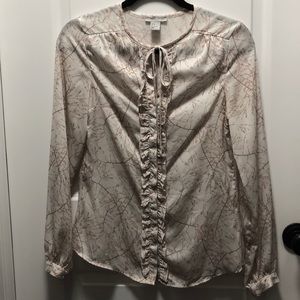 Gorgeous Silky Button Down w/ Bow & Button Sleeves